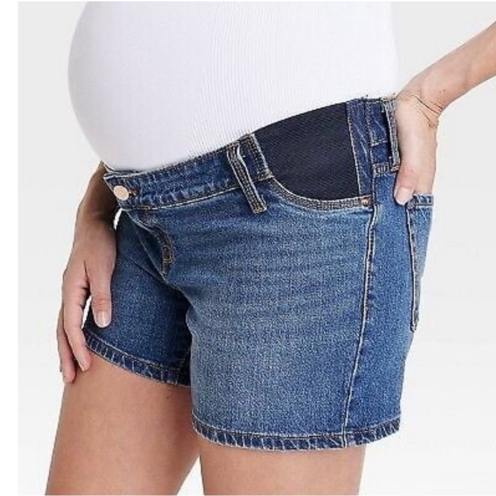 Under Belly Maternity Jean Shorts - Isabel Maternity by Ingrid & Isabel Dark M